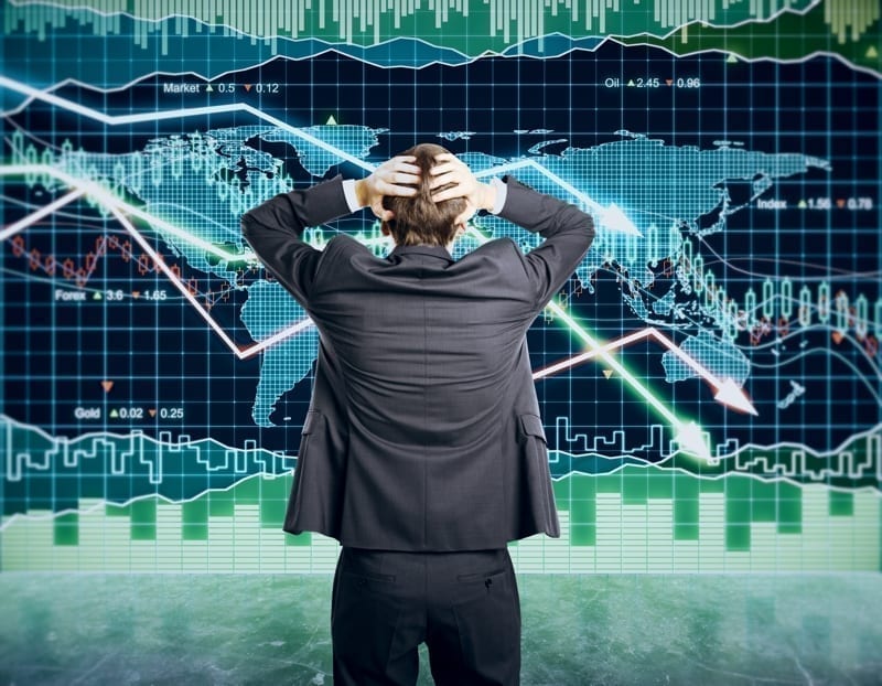 Stressed Man, falling stocks