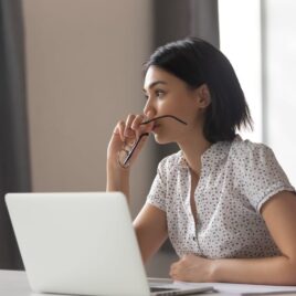 Do You Have Your Super Sussed? - Women Thinking while working in Laptop at Alman Partners True Wealth Do You Have Your Super Sussed? - Women Thinking while working in Laptop at Alman Partners True Wealth